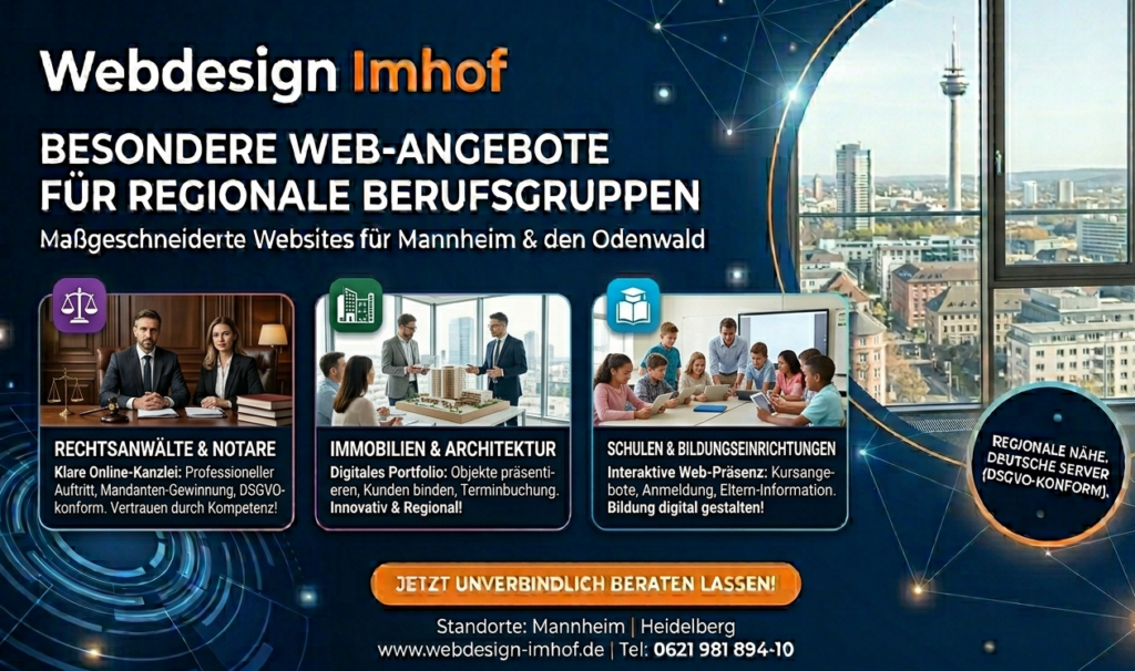 Webdesign Imhof: Nutzen Sie unsere Erfahrung für verschiedene Branchen! Restaurants, Baugewerbe, Rechtsanwälte und Bildungsträger.